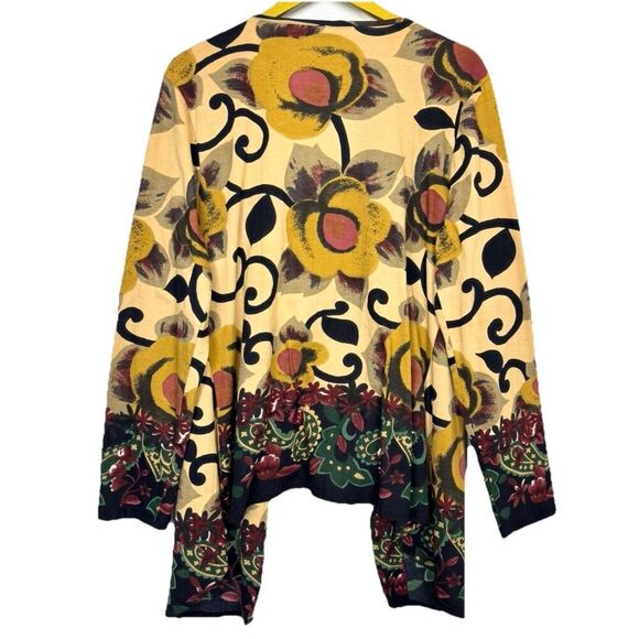 Take Two Floral Paisley Asymmetric Kimono Cardigan Size L Artsy Boho Hippie - Picture 2 of 4